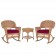 3pc Honey Rocker Wicker Chair Set With Red Cushion