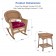 3pc Honey Rocker Wicker Chair Set With Red Cushion