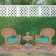 3pc Honey Rocker Wicker Chair Set With Turquoise Cushion