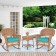 3pc Honey Rocker Wicker Chair Set With Turquoise Cushion