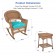 3pc Honey Rocker Wicker Chair Set With Turquoise Cushion