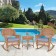 3pc Honey Rocker Wicker Chair Set With Steel Blue Cushion
