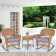 3pc Honey Rocker Wicker Chair Set With Steel Blue Cushion