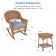 3pc Honey Rocker Wicker Chair Set With Steel Blue Cushion
