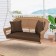 Honey Resin Wicker Porch Swing with Brown Cushion