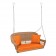 Honey Resin Wicker Porch Swing with Orange Cushion
