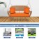 Honey Resin Wicker Porch Swing with Orange Cushion