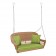Honey Resin Wicker Porch Swing with Sage Green Cushion