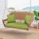Honey Resin Wicker Porch Swing with Sage Green Cushion