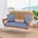 Honey Resin Wicker Porch Swing with Steel Blue Cushion