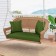 Honey Resin Wicker Porch Swing with Hunter Green Cushion