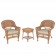 Honey Wicker Chair And End Table Set With Tan Chair Cushion