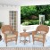 Honey Wicker Chair And End Table Set With Tan Chair Cushion