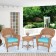 Honey Wicker Chair And End Table Set With Sky Blue Chair Cushion
