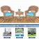 Honey Wicker Chair And End Table Set With Sky Blue Chair Cushion