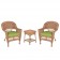 Honey Wicker Chair And End Table Set With Sage Green Chair Cushion