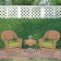 Honey Wicker Chair And End Table Set With Sage Green Chair Cushion