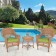 Honey Wicker Chair And End Table Set With Sage Green Chair Cushion