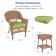 Honey Wicker Chair And End Table Set With Sage Green Chair Cushion