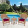 Honey Wicker Chair And End Table Set With Red Chair Cushion