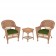 Honey Wicker Chair And End Table Set With Hunter Green Chair Cushion