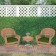 Honey Wicker Chair And End Table Set With Hunter Green Chair Cushion