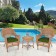 Honey Wicker Chair And End Table Set With Hunter Green Chair Cushion