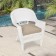 White Wicker Chair With Tan Cushion