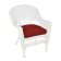 White Wicker Chair With Brick Red Cushion