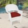 White Wicker Chair With Brick Red Cushion