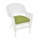 White Wicker Chair With Sage Green Cushion