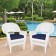 White Wicker Chair With Midnight Blue Cushion - Set of 2