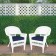 White Wicker Chair With Midnight Blue Cushion - Set of 2