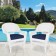 White Wicker Chair With Midnight Blue Cushion - Set of 2