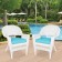 White Wicker Chair With Sky Blue Cushion - Set of 2