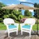 White Wicker Chair With Sky Blue Cushion - Set of 2