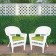 White Wicker Chair With Sage Green Cushion - Set of 2