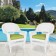 White Wicker Chair With Sage Green Cushion - Set of 2