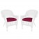 White Wicker Chair With Red Cushion - Set of 2