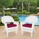 White Wicker Chair With Red Cushion - Set of 2