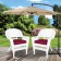 White Wicker Chair With Red Cushion - Set of 2