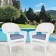 White Wicker Chair With Steel Blue Cushion - Set of 2