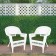 White Wicker Chair With Hunter Green Cushion - Set of 2