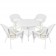 5pc White Wicker Dining Set - Ivory Cushions