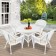 5pc White Wicker Dining Set - Ivory Cushions