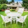5pc White Wicker Dining Set - Ivory Cushions