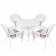 5pc White Wicker Dining Set - Tan Cushions