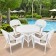 5pc White Wicker Dining Set - Tan Cushions