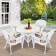 5pc White Wicker Dining Set - Tan Cushions
