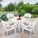 5pc White Wicker Dining Set - Tan Cushions